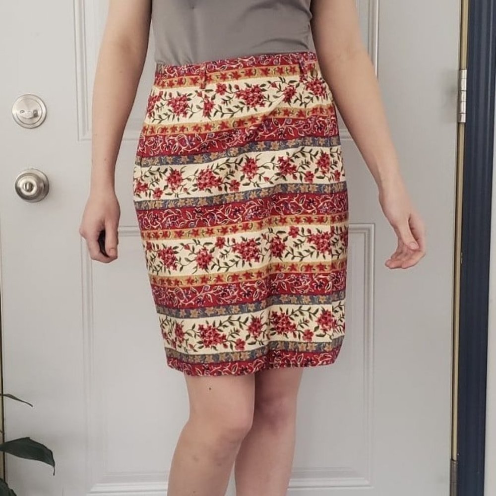 90s Floral Cotton‎ Wrap Skirt